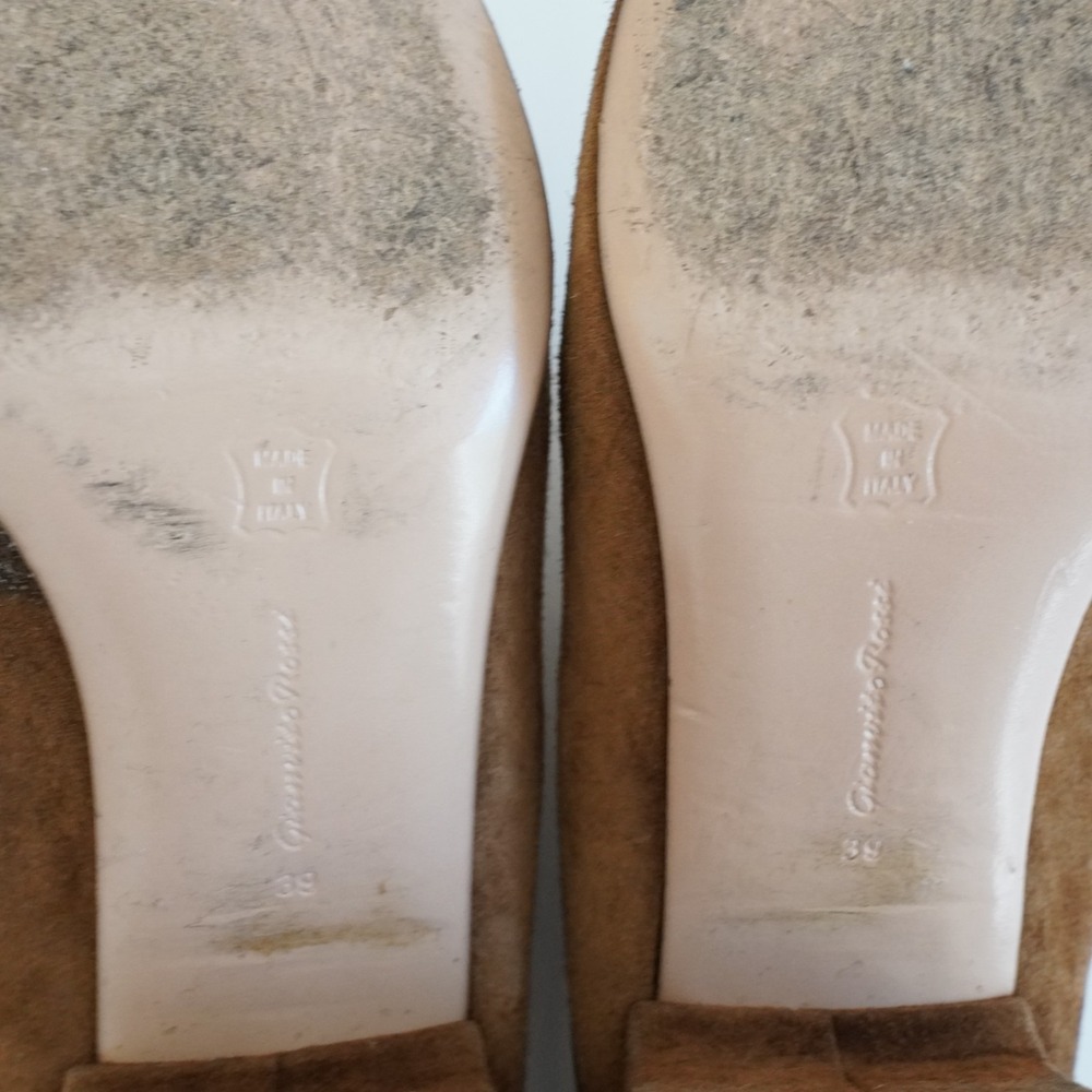 Gianvito Rossi Suede Block Heel Mules Womens 39 Brown Italy Classic Designer - Picture 6 of 12